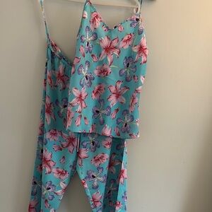 Natori Floral Pajama Set - Aqua and Pink